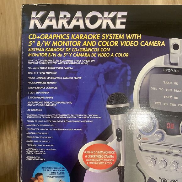 Craig CD+ Graphics Karaoke System w/5" Monitor, Microphone & Video Camera CG8400 - Picture 2 of 13